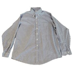 Brooks Brothers Mens Button‎ Up Long Sleeve Shirt Blue White Check XL 17-36